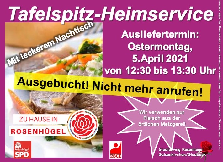 „Mittagstisch- Heimservice am Ostermontag ist ausgebucht“