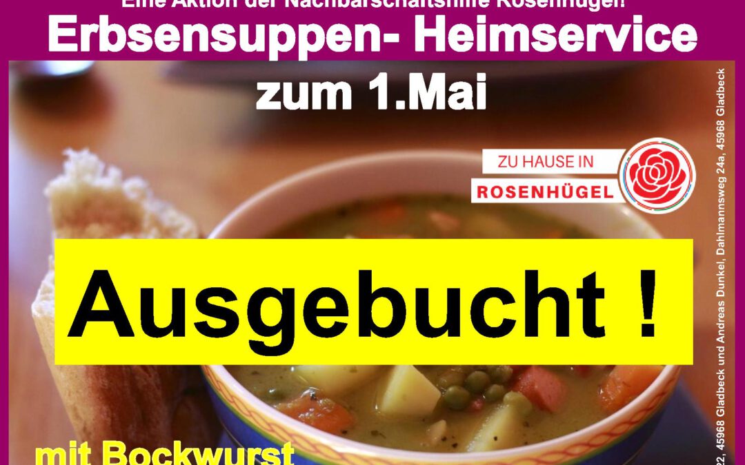„Mittagstisch- Heimservices zum 1.Mai und zum Vatertag am 13.Mai sind ausgebucht“