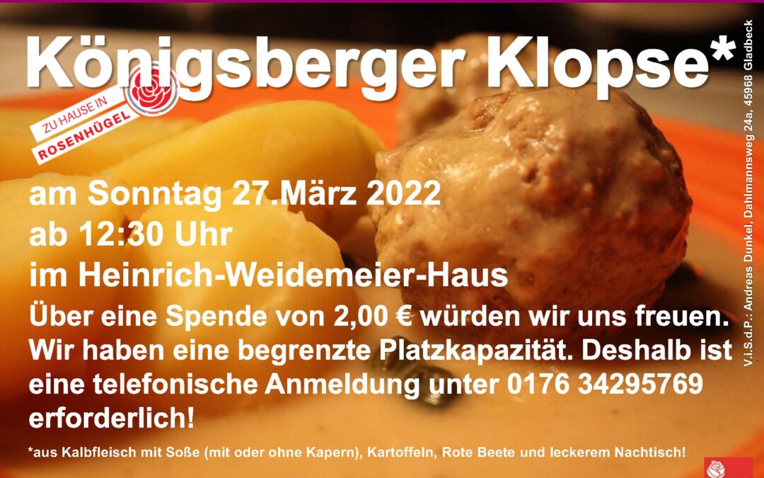 „Mittagstisch : Es gibt Königsberger Klopse“