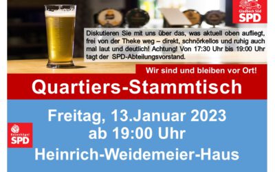 Nächster Quartiersstammtisch am 13.Januar 2023